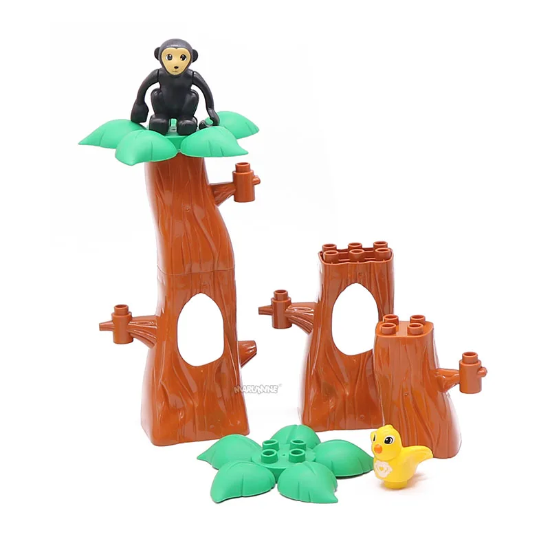 MARUMINE MOC Classic Large Size Building Blocks Parts Brick Model Forest Trees Stumps Flower Bushes Base Plate DIY Dinosaur Toy