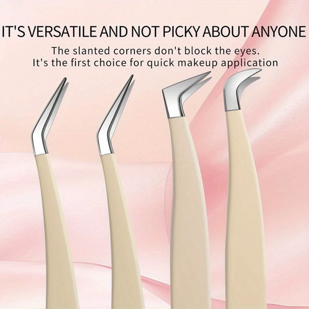 4 pezzi strumento applicatore ciglia pinzette per ciglia fai da te pinzette per ciglia piegatrici, pinzette per ciglia finte pinzette in acciaio inossidabile sicure