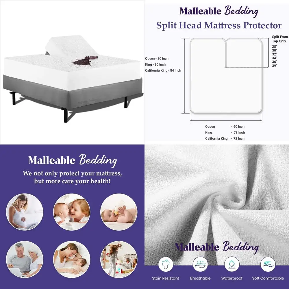 

Adjustable Split Queen Mattress Protector - 100% Cotton, 30 Split, Fits Up to 18 Deep Pocket, Easy Wash, Vinyl-Free
