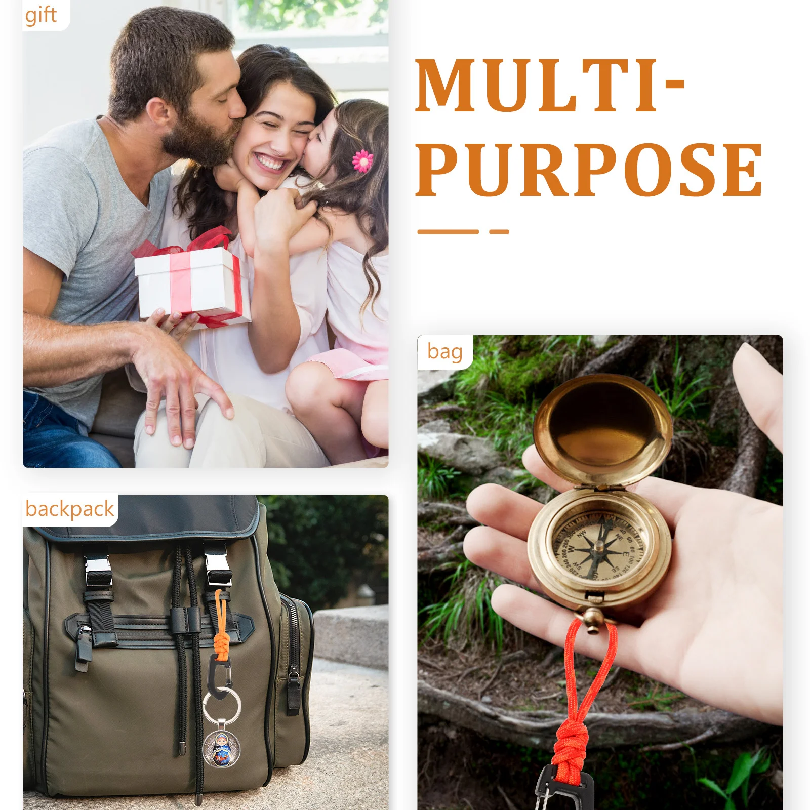 

8Pcs Multifunctional Lanyard Keychain Hook Durable Comfortable Wear Heavy Duty Clip Key Ring Outdoor Survival Gear