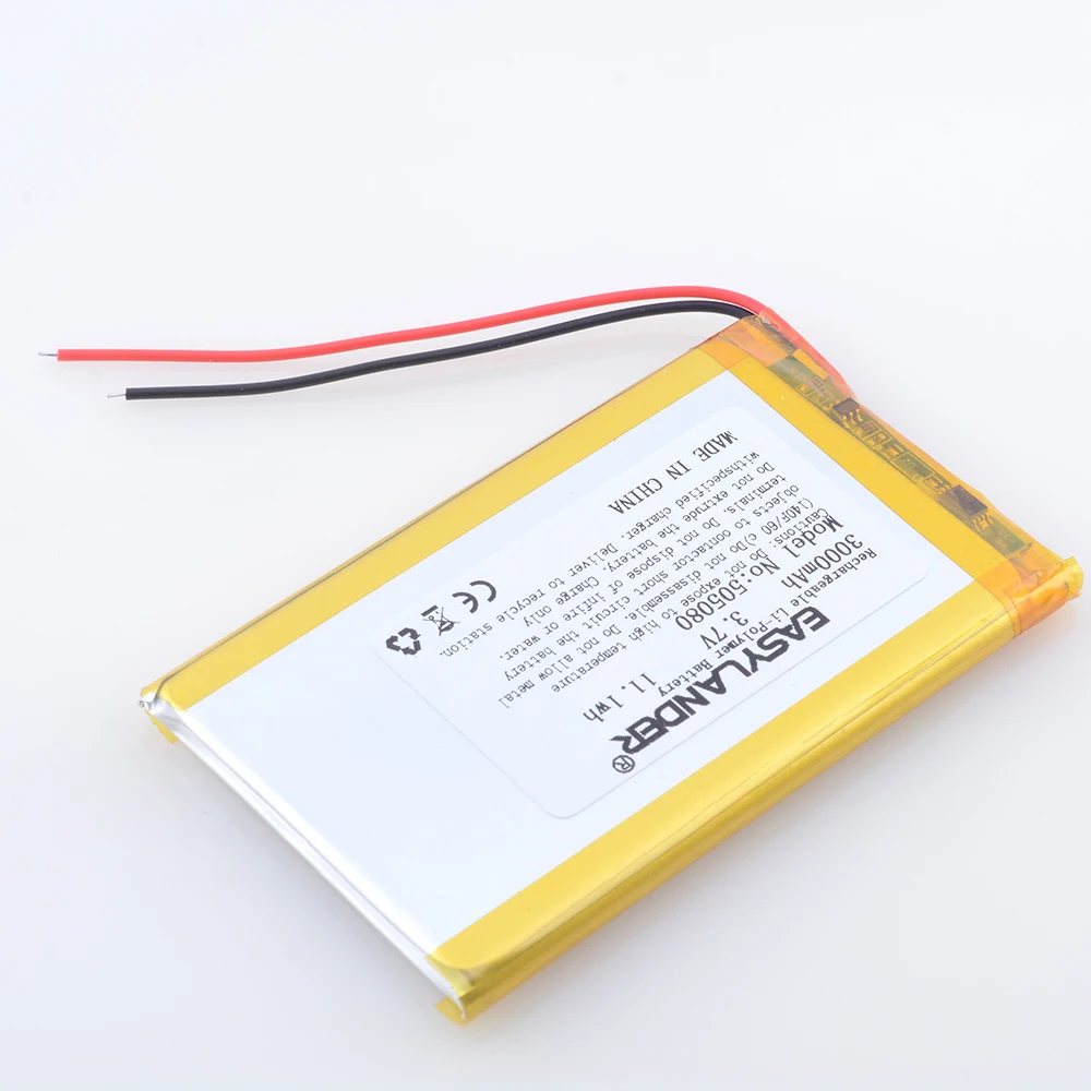 3.7V 3000mAh 505080   Batería recargable Lipo de polímero de litio para GPS DVD PDA PAD banco de energía e-book cámara tableta