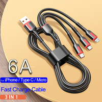 66W 6A USB Type C Fast Charge Cable For Xiaomi Redmi POCO Huawei Phone Accessories Micro For OPPO VIVO Charger Cable For iPhone