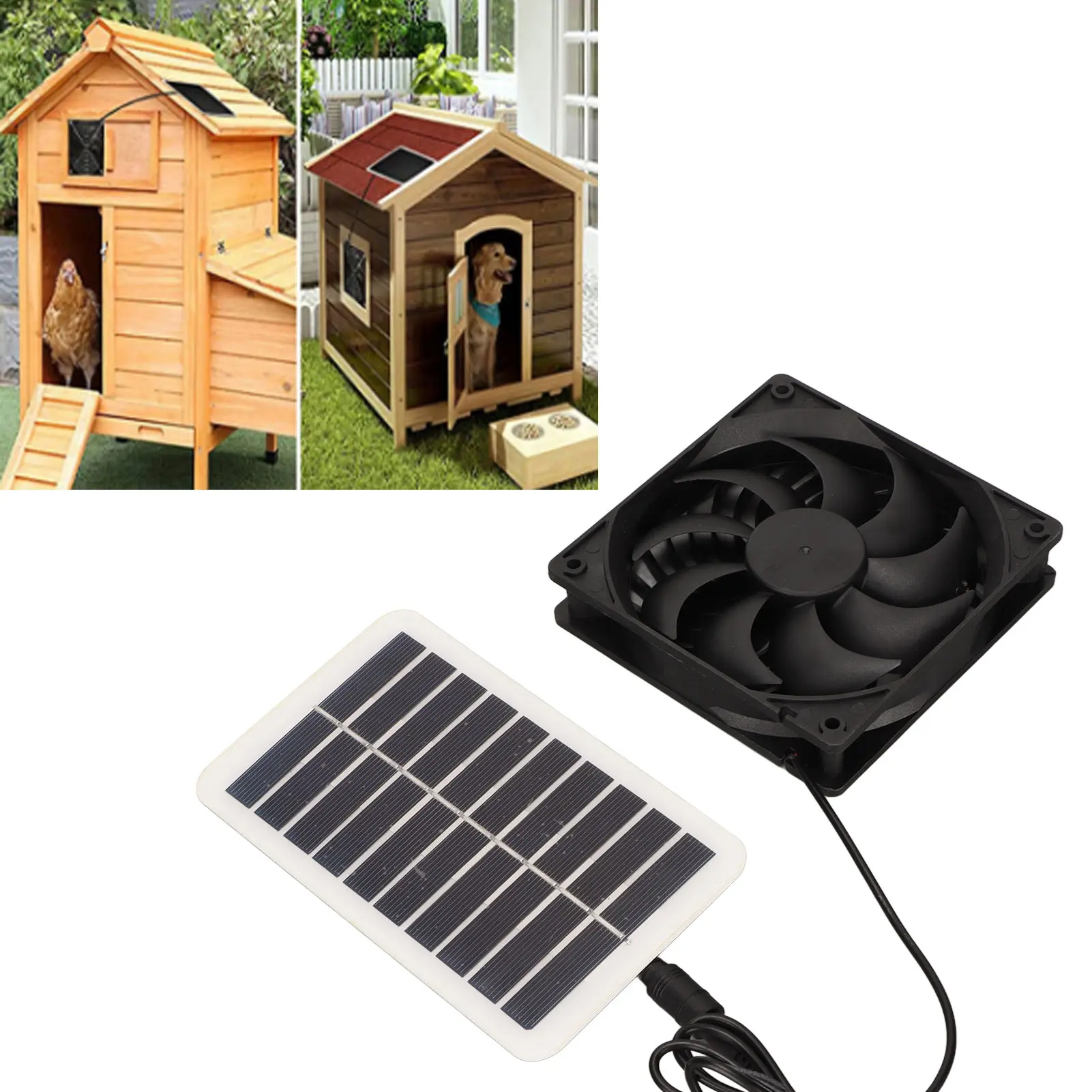 Solar Power Panel Exhaust Fan 15W Energy Saving Odor Removal Portable Solar Powered Air Extractor for Pet Houses RVs NEW
