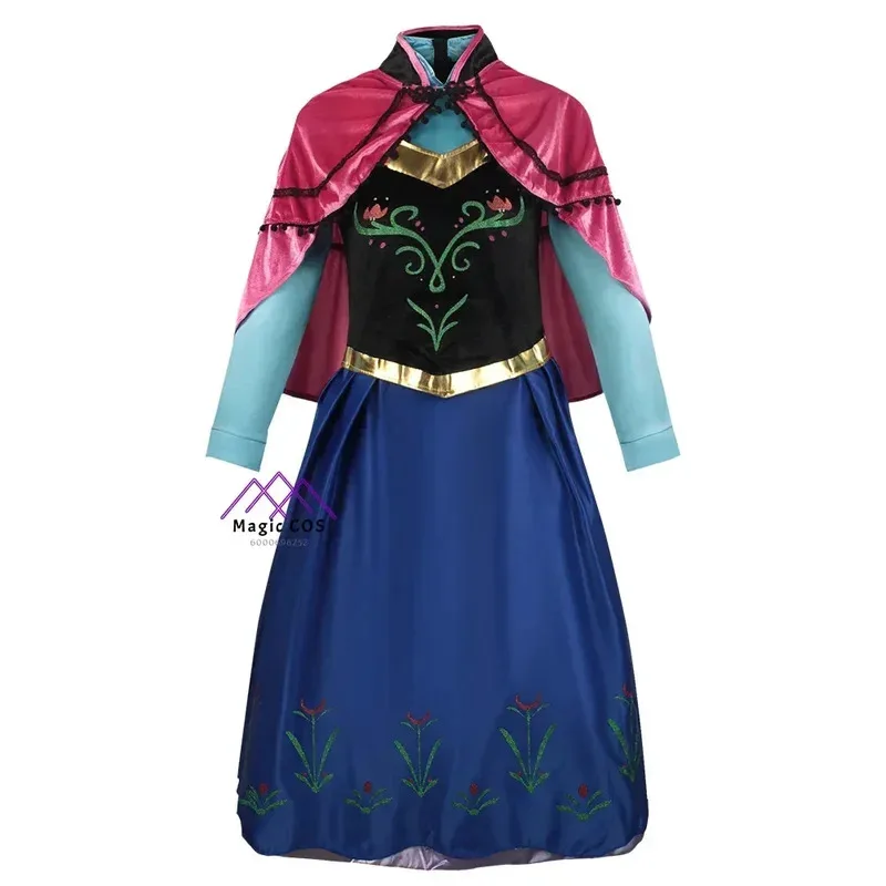 Costume cosplay Anna e Rapunzel Froozeen e abito lungo viola grovigato per le donne Spettacolo teatrale per feste di fiabe di Halloween