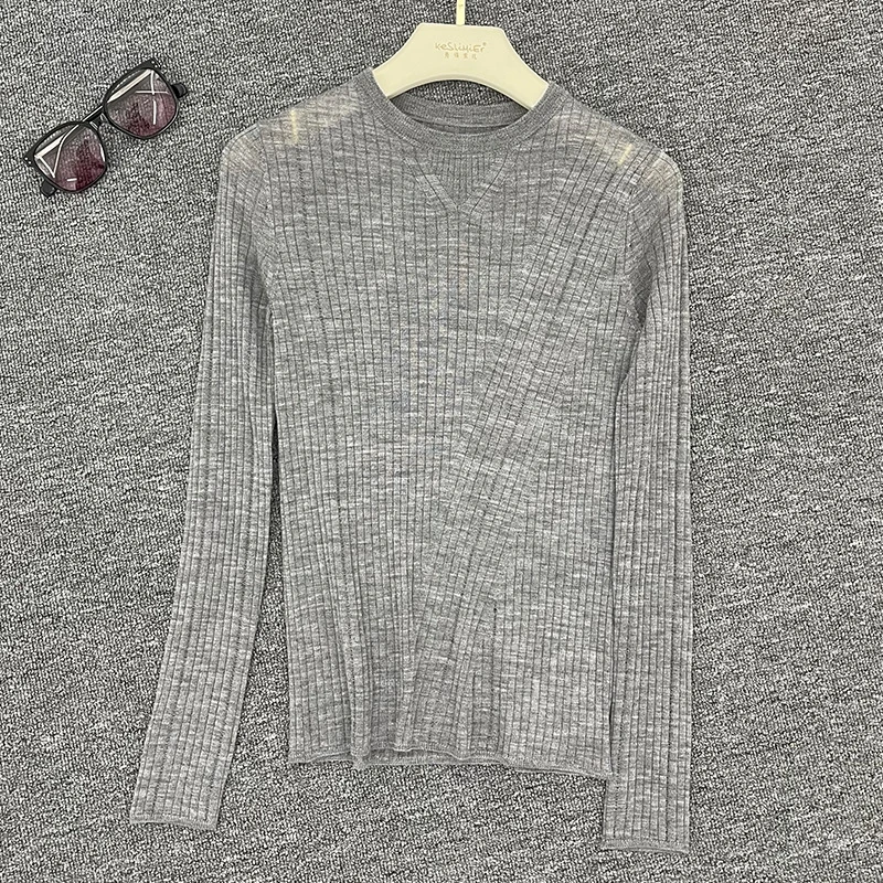 slim wool pullover women new style sweater basic top crew neck woman clothes long sleeve sweaters t shirt vintage black autumn v