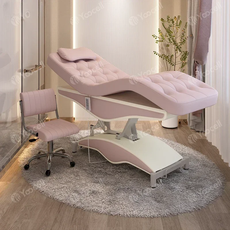 

Luxury Modern Pink Massage Table Cosmetic Spa Bed Electric 4 Motor Facial Beauty Salon Lash Bed for Sale
