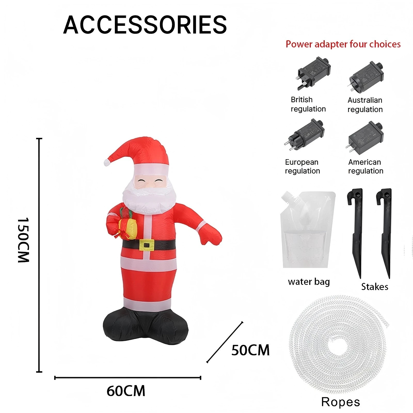 4.92FT مصباح ليد نفخ سانتا كلوز لعبة عيد الميلاد ساحة الحديقة زينة لوازم ديكور المنزل حفلة حلية عيد الميلاد هدية عيد