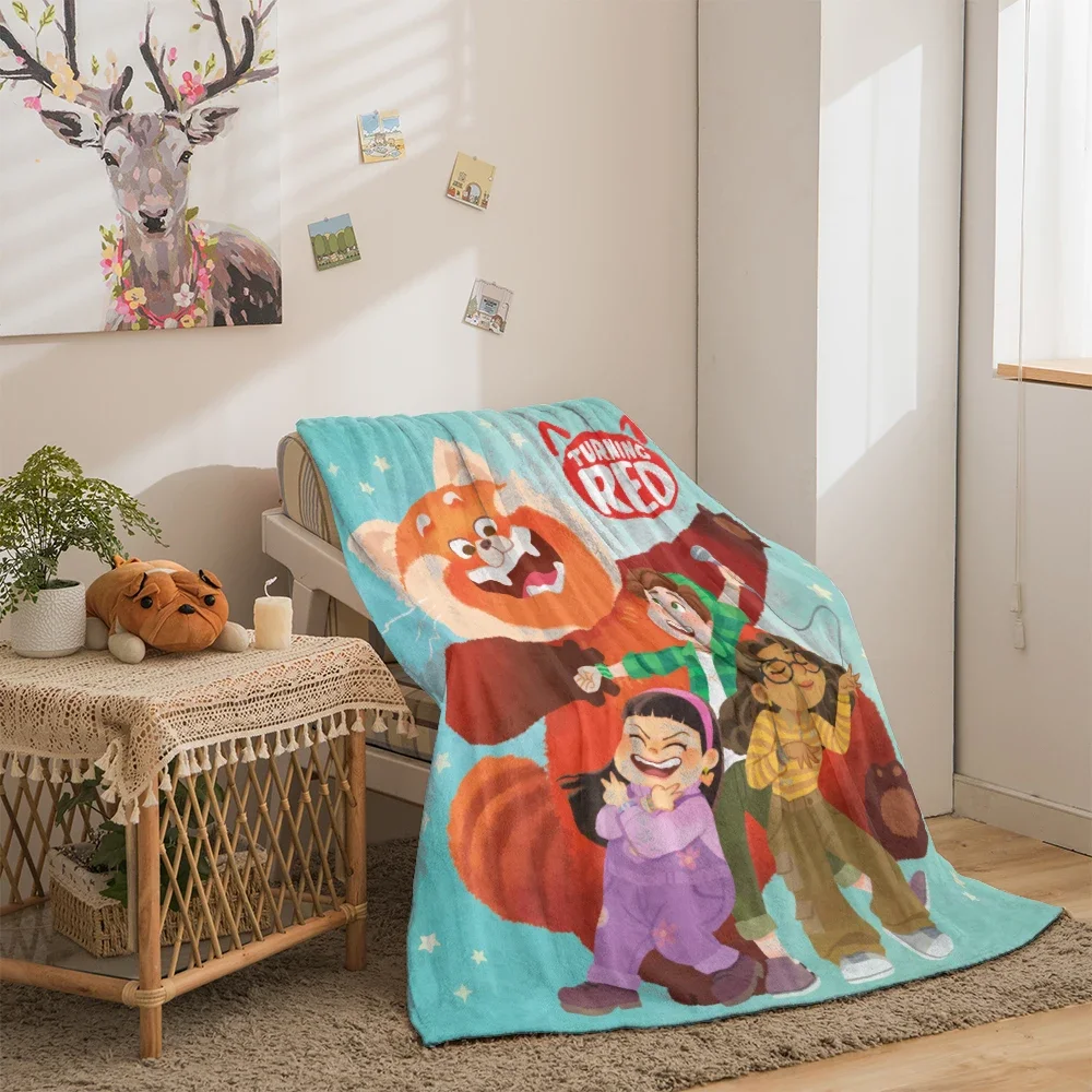 Turning-red Cute Bear HD Printed Flannel Thin Blanket.Four Season Blanket.for Sofa,beds,living Rooms,travel Blanket Gifts