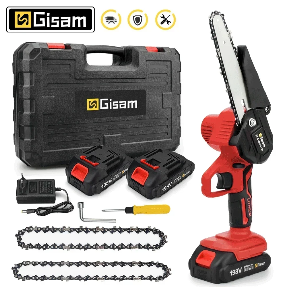 GIsam 6 Inch Electric Chainsaw Rechargeable Tree Branch Saw Woodworking Pruning Protable Saw Garden Tool For makita 18v battery