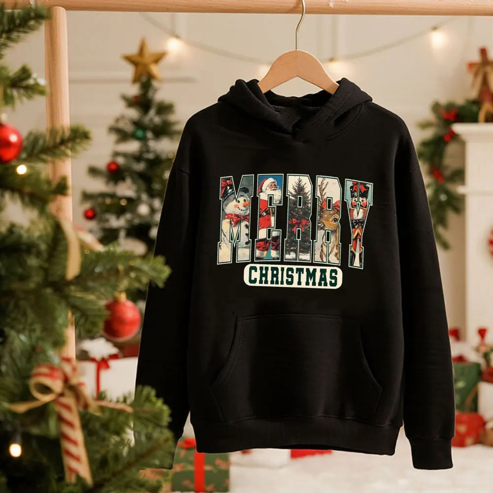 クリスマスパーカー ヴィンテージ クリスマスプルオーバー サンタクロース柄トラックスーツ ヒップスター 長袖 レディース ドロップショルダー トラックパンツ