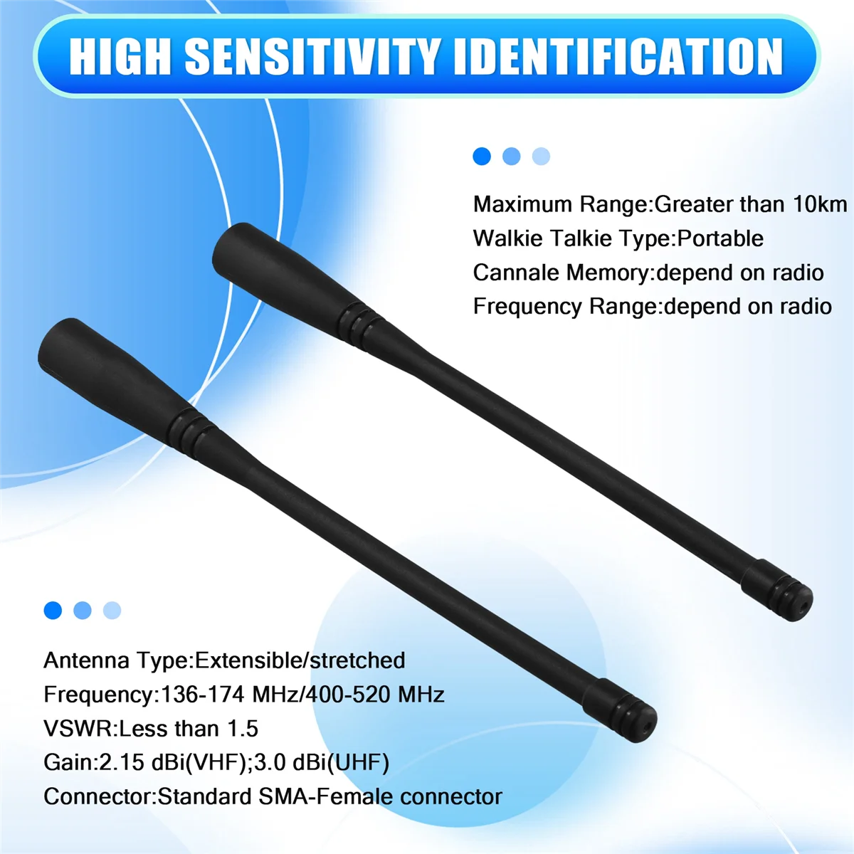 5Pcs Dual Band Sma-Female 17Cm Length Antenna for Baofeng Uv-5R Uv-82 Gt-3 Uv-9R Plus Walkie Talkie F