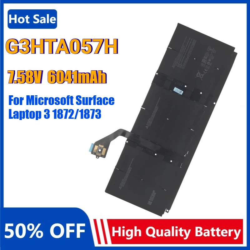 

G3HTA057H 6041mAh Laptop Battery for Microsoft Surface Laptop3 15 Inches 15" 1872 1873 Replacement Battery Bateria 7.58V