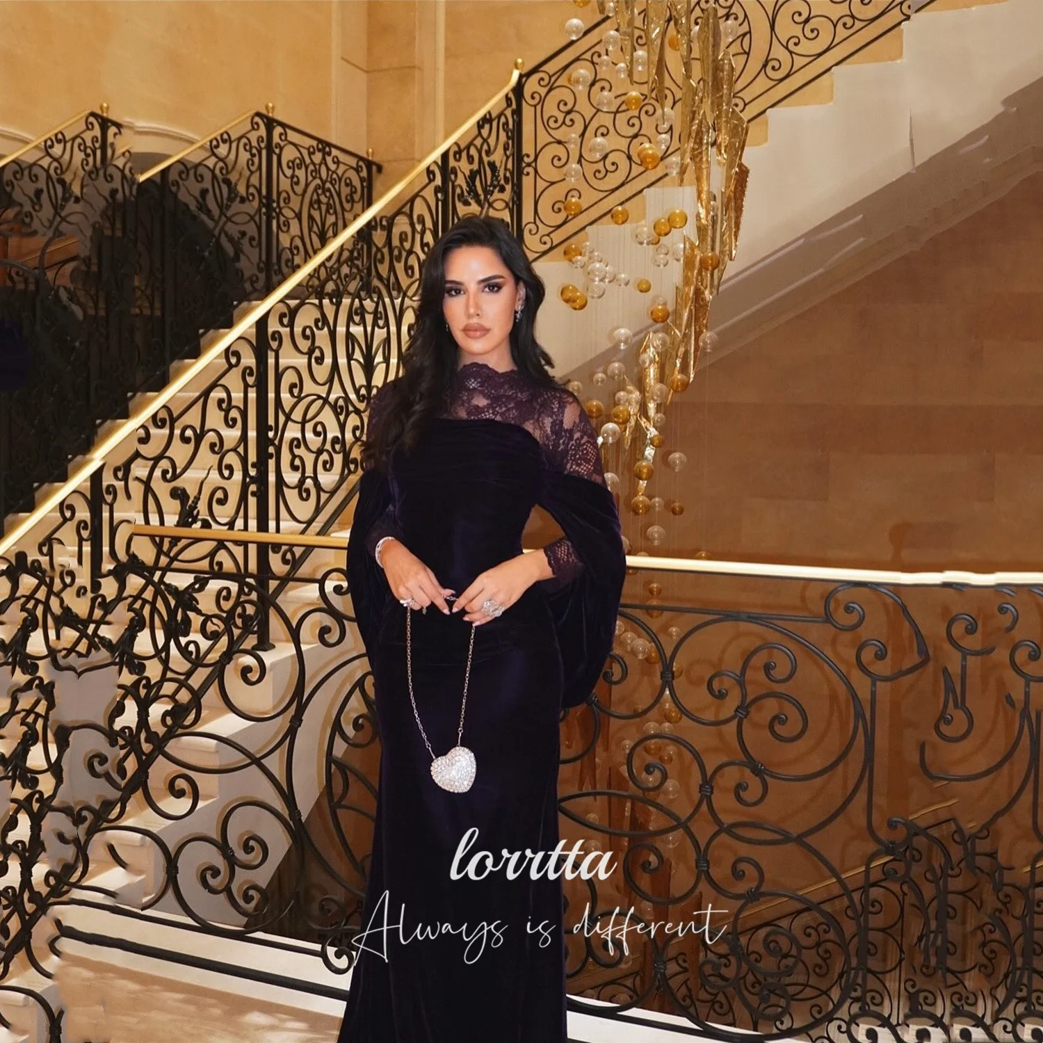 

Lorrtta Velvet Evening Dresses for Special Occasions Vestidos De Fiesta فساتين سهرة Women Evening Dress Mermaid Customized Lace