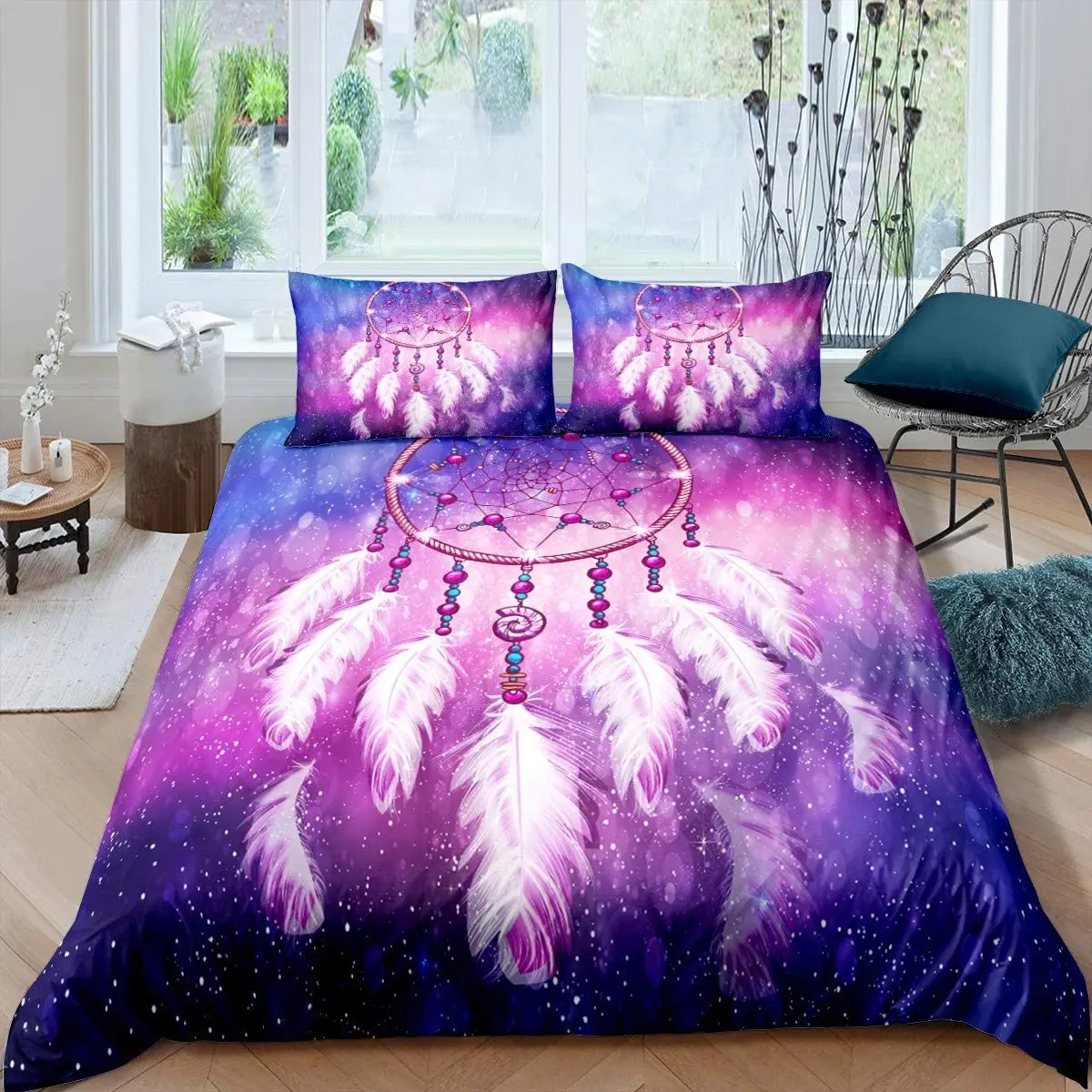 

Dream Catcher Duvet Cover Dream Catcher Galaxy Bedding Set Boho Feather Comforter Cover Indian Tribal Soft Quilt Cover