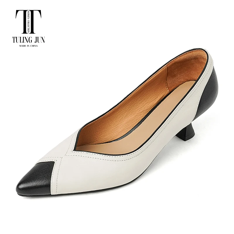 

TULING JUN 2025 New Spring Autumn Women's Shoes Mid-heeled Pointed Toe Elegance Comfort Mixed Colors Lady Shoes For Women L