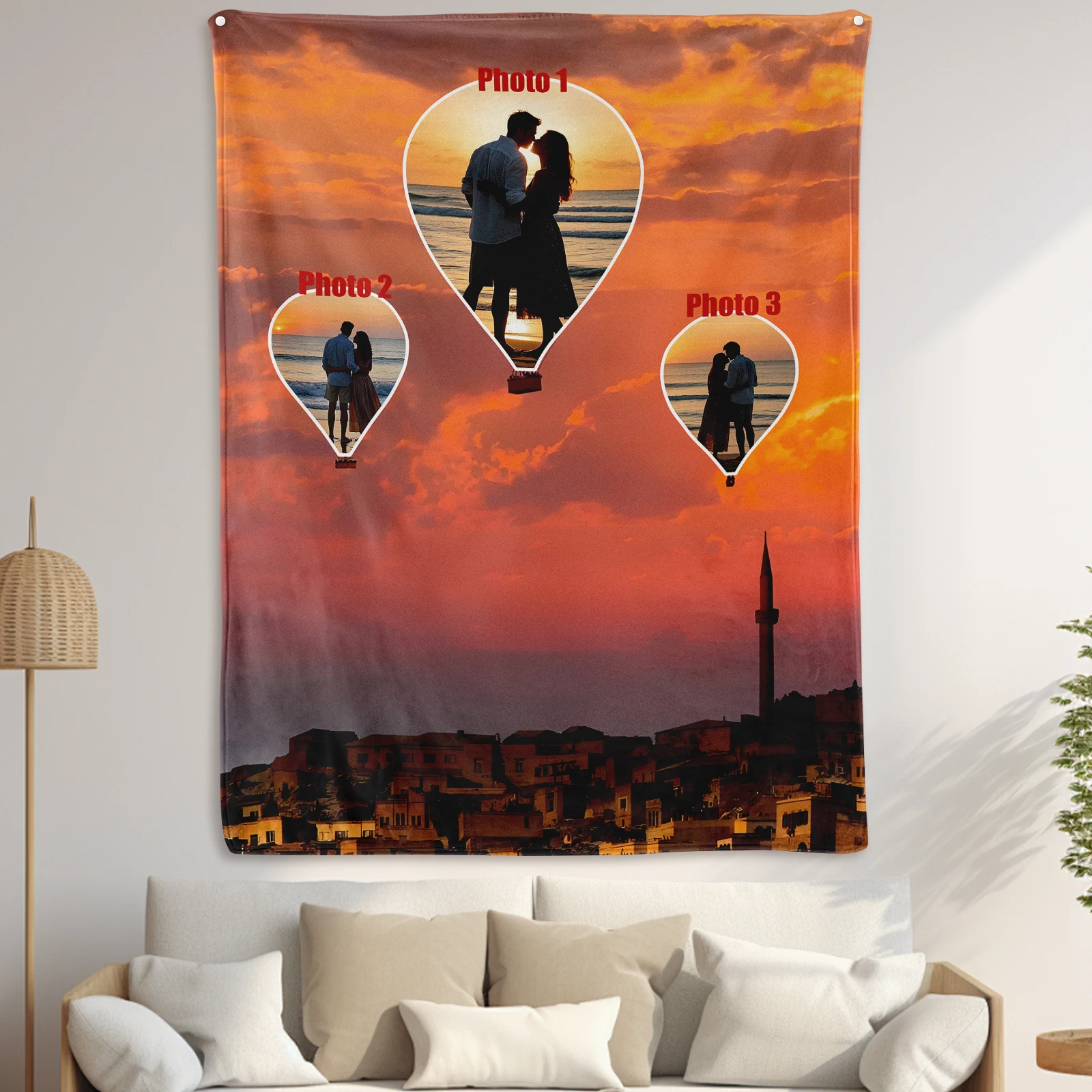 Hot Air Balloon Skyline Blanket Featuring Cityscapes And Tower Views A Cozy Tribute To Adventure And Urban Beauty