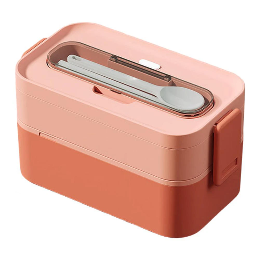 

1PC Lunch Box 21x11x10cm Pink,Purple,Green 2-layer Capacity Leakproof Adult LunchBox: Stackable, Lunch Container Kitchenware