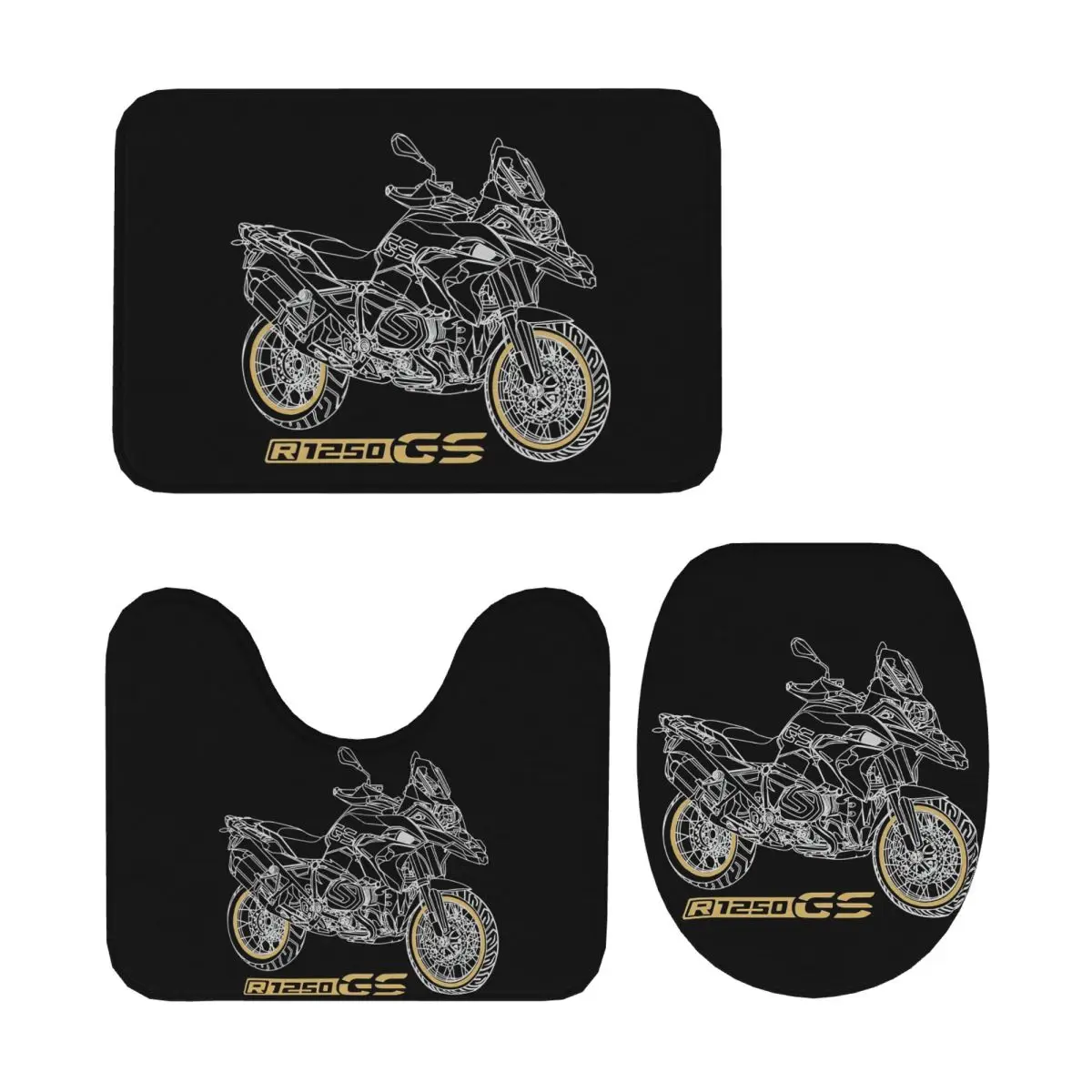 

GS 1250 R 1250 Adventure Motorcycle (4) 3-х шт. Коврик для ванной Набор для ванной комнаты Крышка для унитаза Домашний декор Нескользящий ковер Напольный коврик