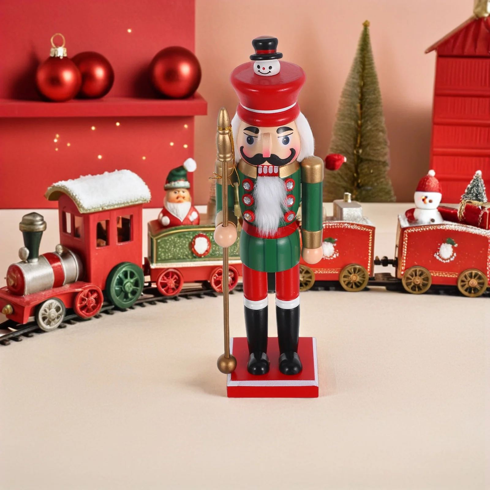 

Handcrafted Wooden Nutcracker Soldier Christmas Decoration Festive Home Ornament for Desktop Shelf Mantel Display