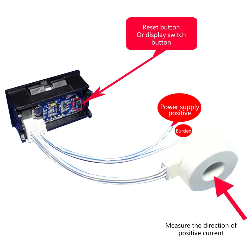 Imagem -04 - Mini Digital Atual Tensão Amp Medidor Medidor de Amperímetro com Efeito Hall Sensor Transformador dc v a 120v 100a