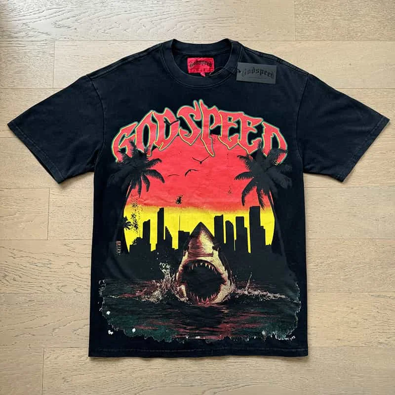 

Good Quality Godspeed T-shirt Men Fashion Brand Letter Print Cotton God Speed Women Vintage Short Sleeve Tee