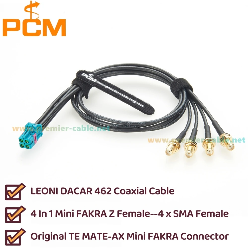 TE Quad Mini Fakra Z Code Female to SMA Female Four Ports Splitter Cable 1-2298721-9 Mini Fakra to SMA GPS Camera Antenna Cable