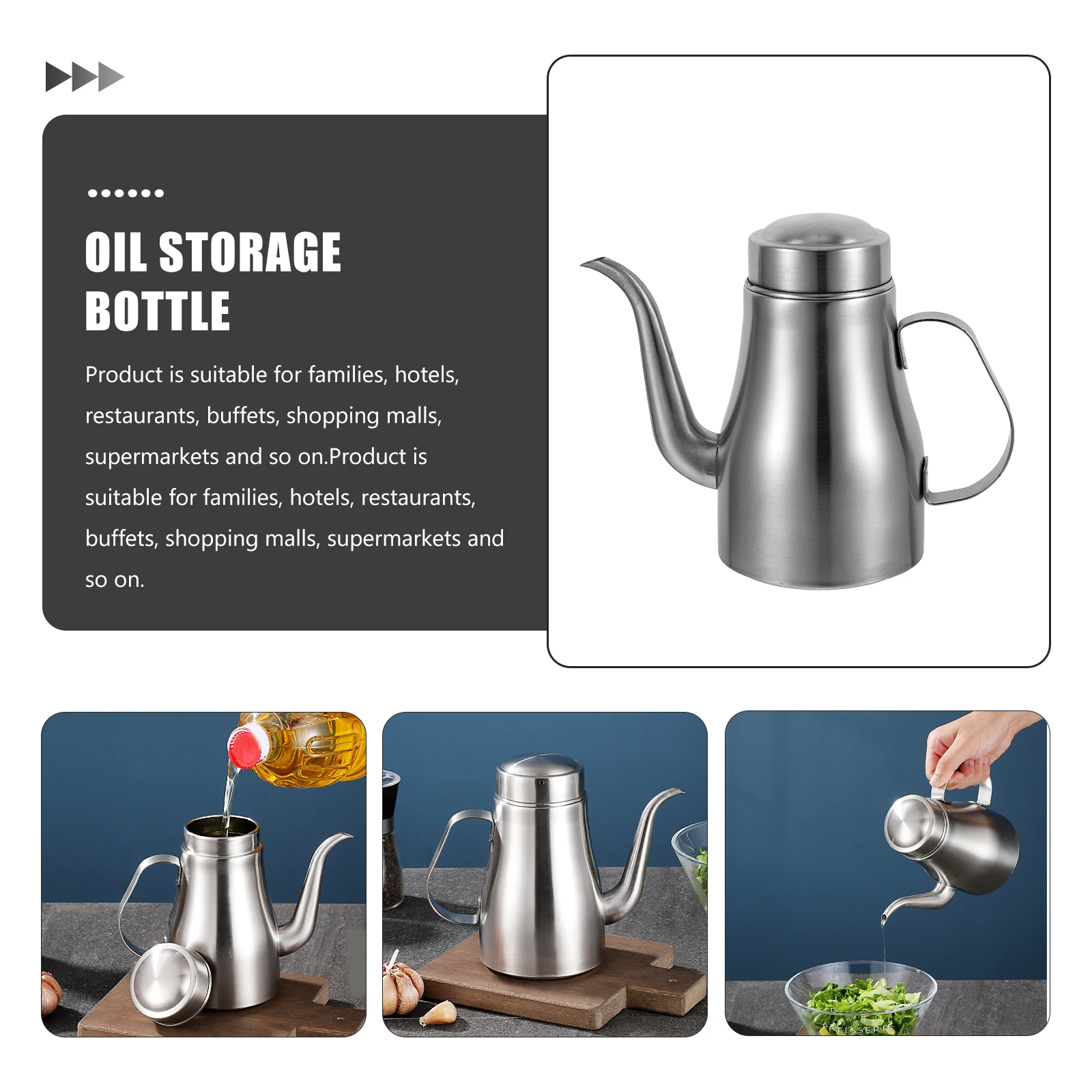 

Stainless Steel Pot Dispenser Container Storage Olive Oil Dispenser Leakproof Soy Sauce Olive Metal Seasoning