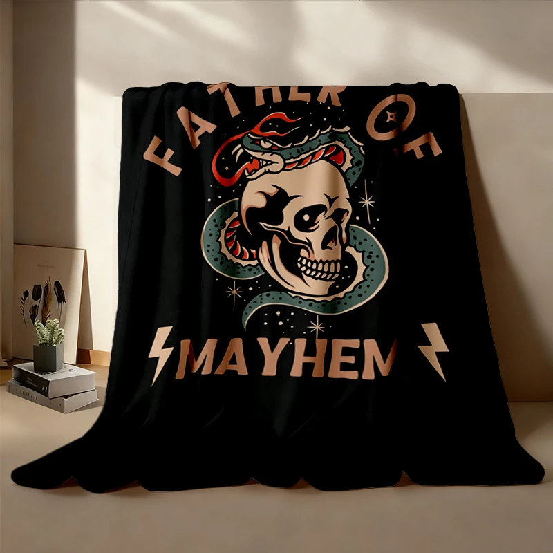Father of Mayhem Soft Blanket, Dad Matching, Cool Dad Gift, of, Father Daughter, Expectant, Edgy Comfy Blanket-Flannel