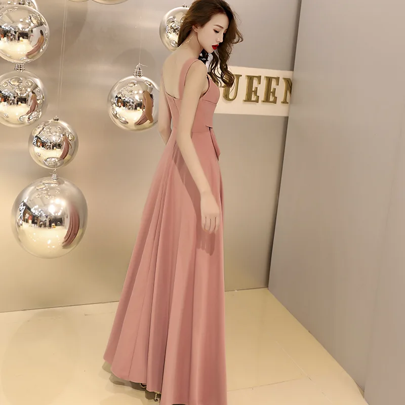 Elegant Thick Straps Evening Guest Prom Long Party Dress Women 2024 Sexy Square Neck Backless Bean Paste Summer Wedding Dress