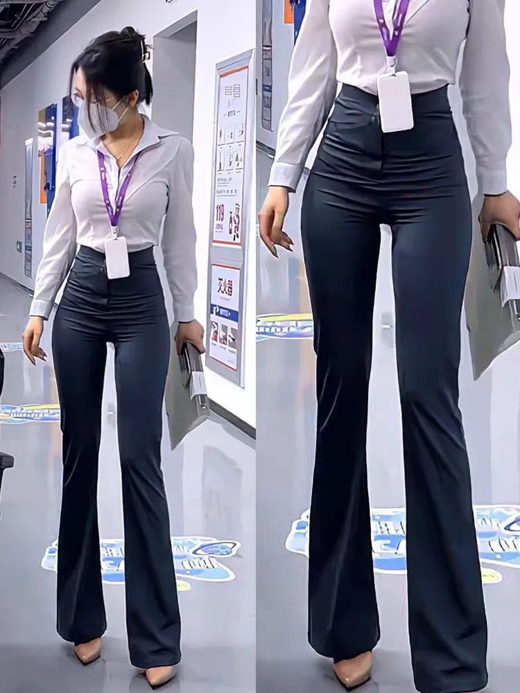 

Женские облегающие брюки для йоги с высокой талией, эластичные, расклешенные, длинные, для повседневной носки, тонкие, стандартного кроя