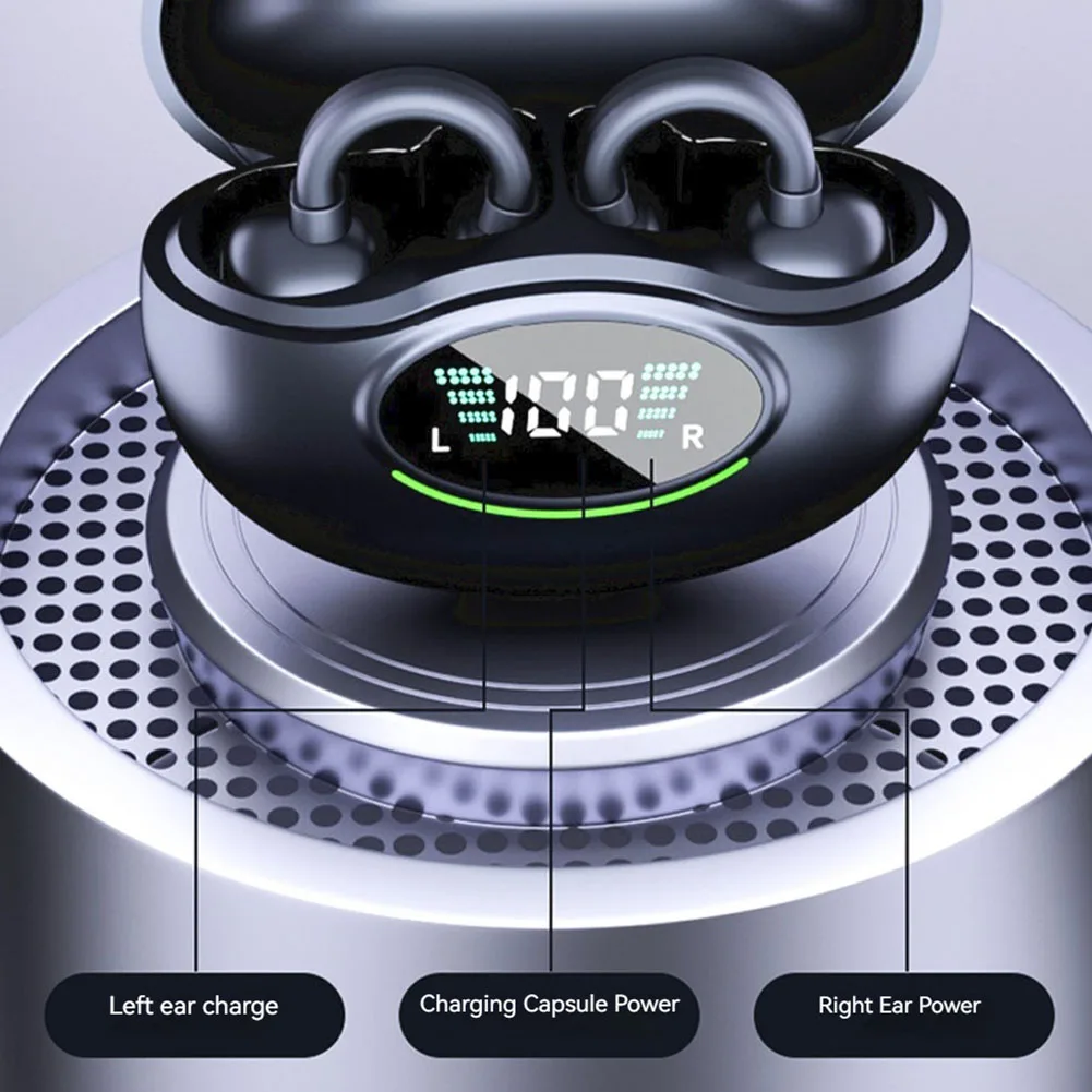 Origin Bone Conduction Earphones Bluetooth wireless Headsets Earbuds Clip on Ear Comfortable Headphones Sport Digital Display