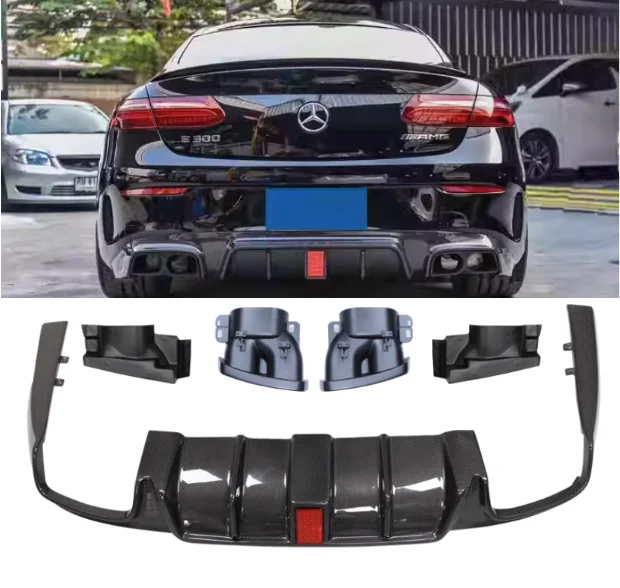 

For Mercedes-Benz W238 E300 E400 E53 E63S Coupe 2018-2021 Real Carbon Fiber Rear Bumper Trunk Lip Diffuser Spoiler Exhaust Tips