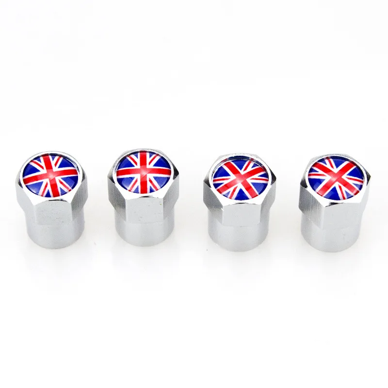 

4 Pcs Aluminum England france Italy America Russia National Flag Tire Valve Stem Cap Tire Wheel Stem Air Valve Caps Car Styling