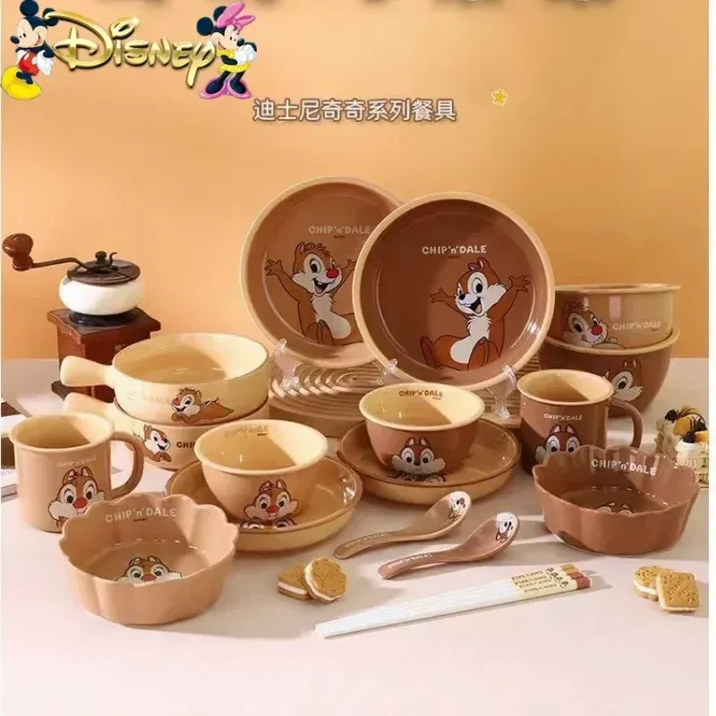 Disney Chichititi Children'S Home Bowl Cute Home Breakfast Salad Bowl Ceramic Noodle Bowl Plate Set Chopstick Birthday Gift