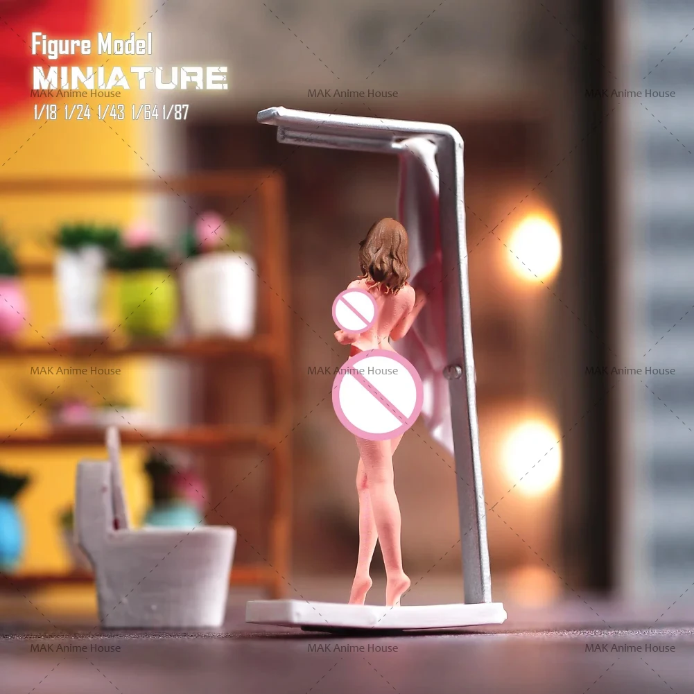Miniaturowe figurki 1/87 1/64 1/43 1/24 1/18 Łazienka Piękno Taking A Shower Model Niepomalowane Kreatywne Fotografia Scena Lalki Zabawki