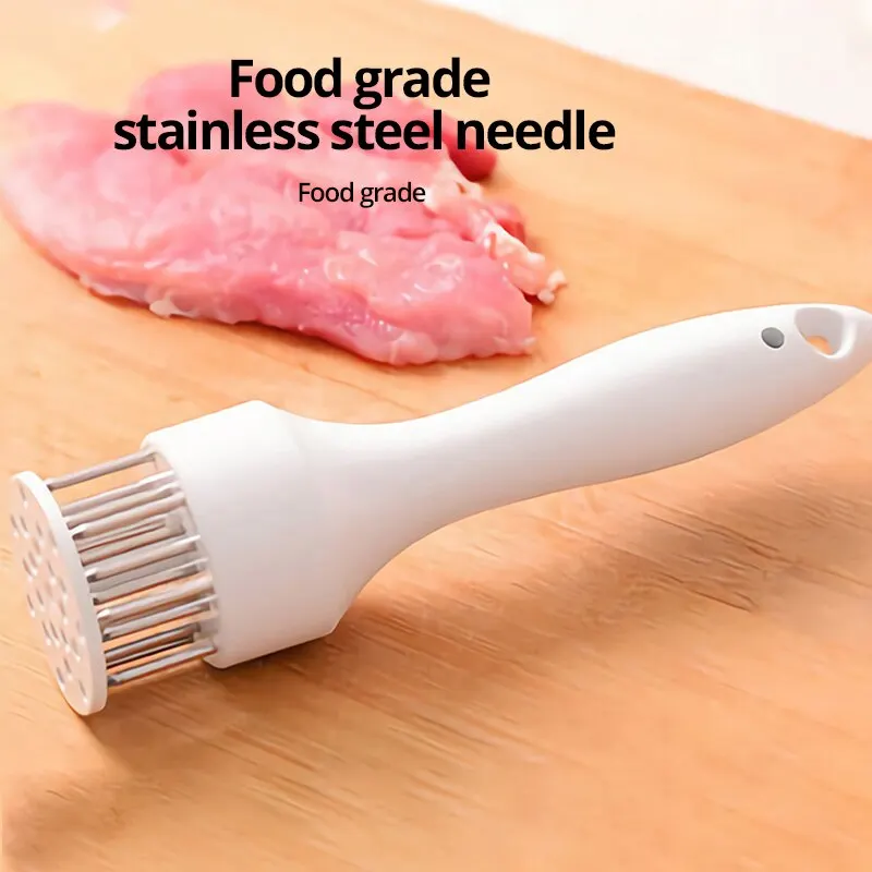 1Pc White Handheld Use Household Tender Meat Needle with Broken Tendons Pork Chop Chicken Chop Chicken Wings Meat Needle Hammer