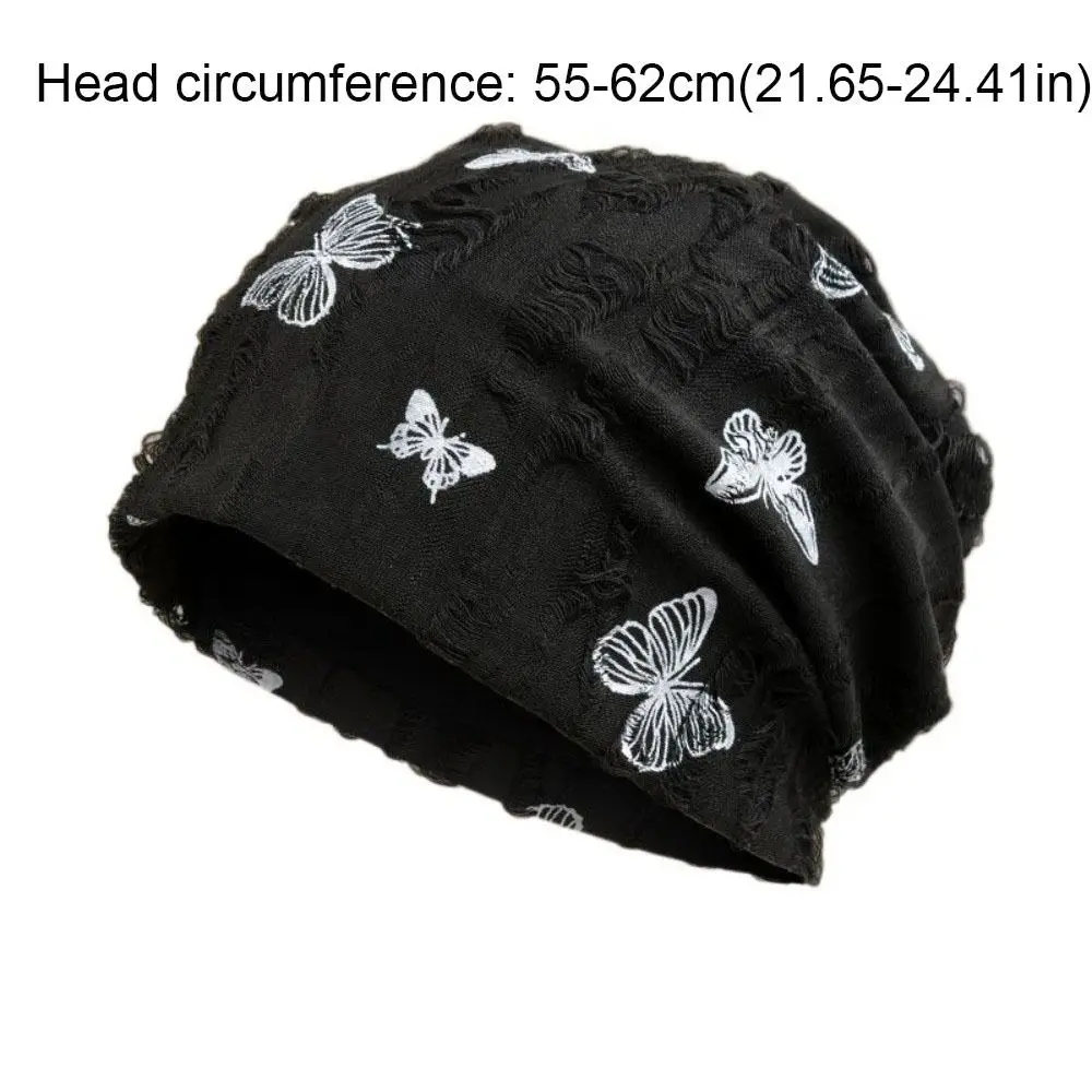Weiche Löcher Schmetterling Drucken Mützen Verdickte Kältebeständige Fleece Mützen Baggy Koreanischen Stil Plüsch Pullover Hut Herbst