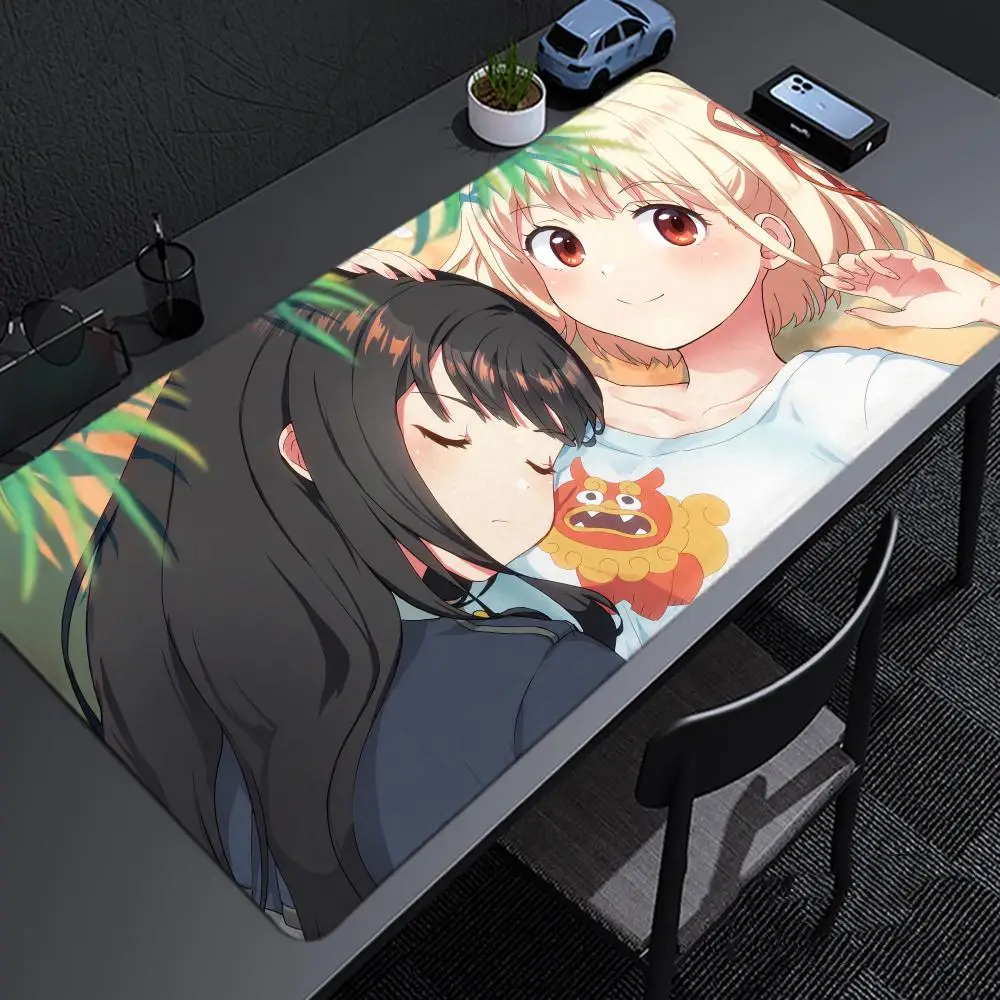 Lycoris Recoil Anime Girl Kawaii Mousepad Large Gaming Mouse Pad LockEdge Thickened Computer Keyboard Table Desk Mat