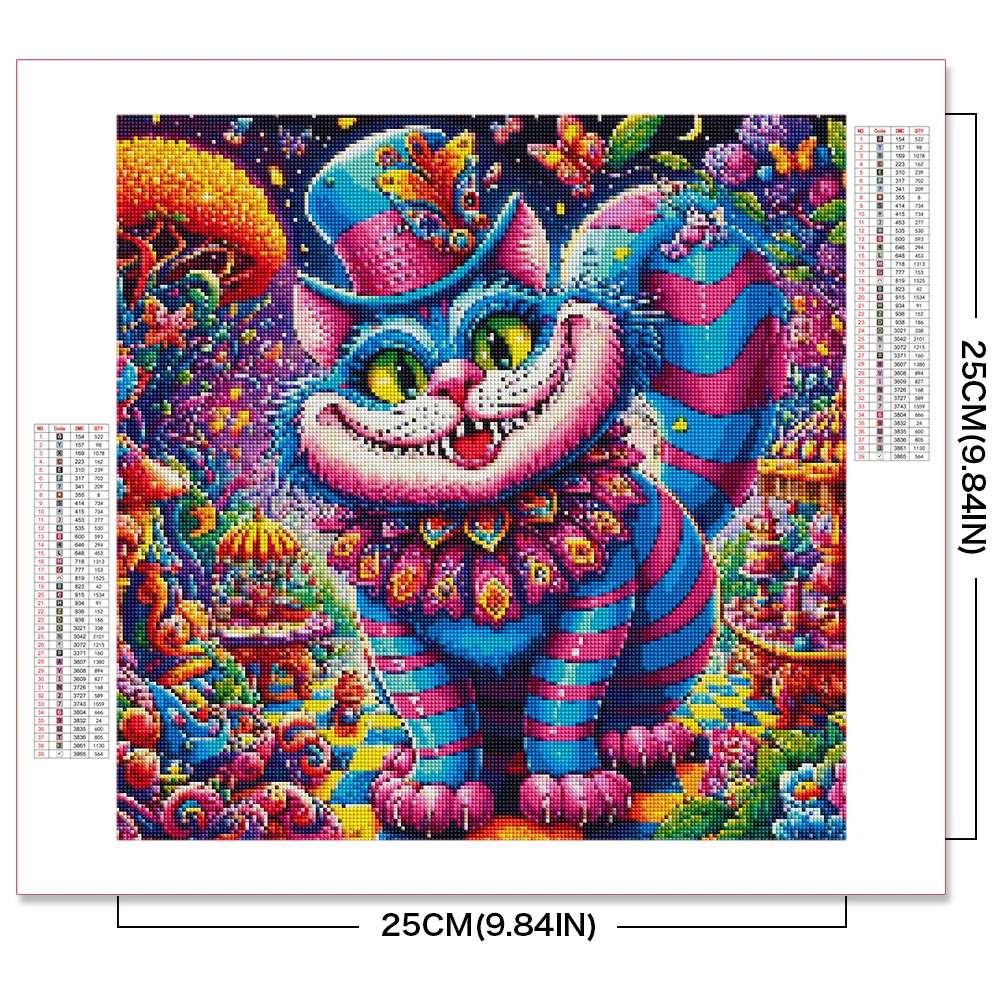 Disney Diamond Painting Cheshire Cat Rhinestone Pictures Embroidery Cartoon Adult Craft Mosaic Alice in Wonderland Wall Stickers