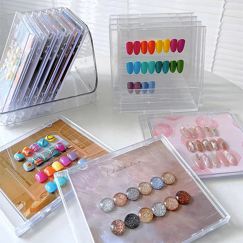 5Pcs Clear Nail Tips Display Stand Holder Plastic Nail Showing Board False Nail Display Container Nail Art Tools