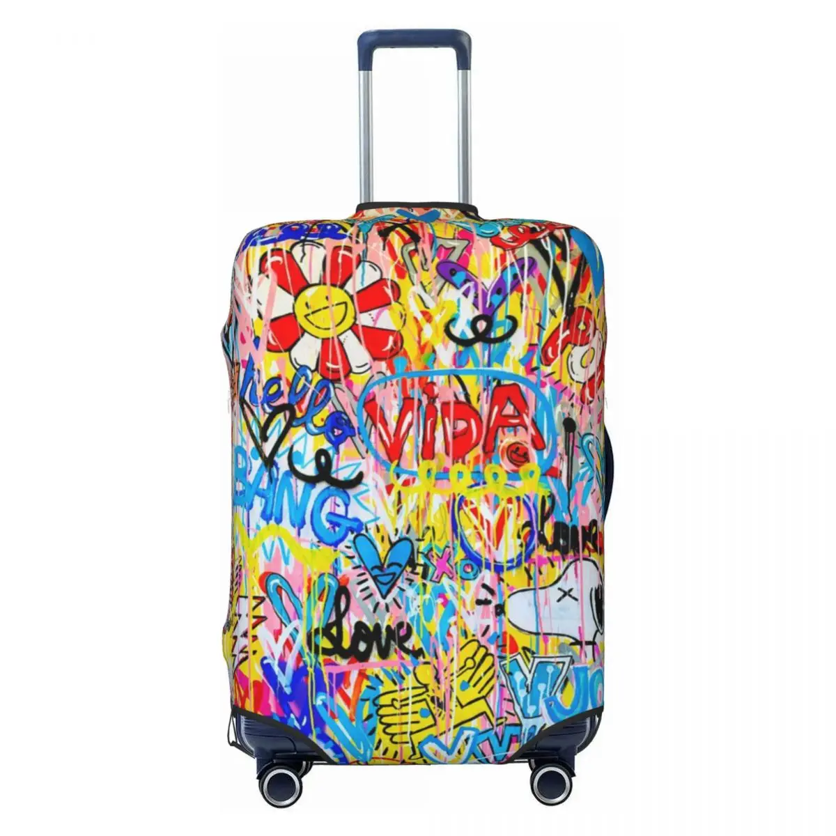 Aangepaste kleurrijke graffiti abstracte camouflage pop-art kofferhoes stofdichte bagagehoezen beschermer voor 18-32 inch