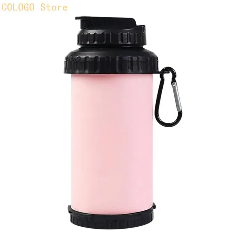 Foldable Water Bottle with Silicone Body, Wide Opening, and Flipping-Up Lid, Straw Included for Workouts and Daily Travel D0LD