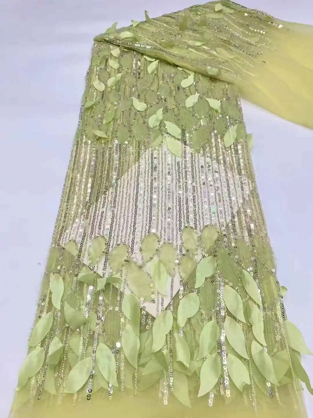 French Sequins Net Lace Fabric 2025 Beads High Quality African 3D Lace Fabric Nigerian Embroidery Tulle Party Lace Fabric