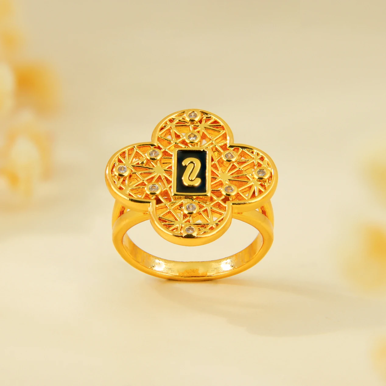 Dubai Vintage Zirkonia-Ringe 21k Vergoldet Arabisch Muslimisch Hip-Hop Mode-Ring Bollywood Damen Ethnischer Party Punk Schmuck – Detail 7