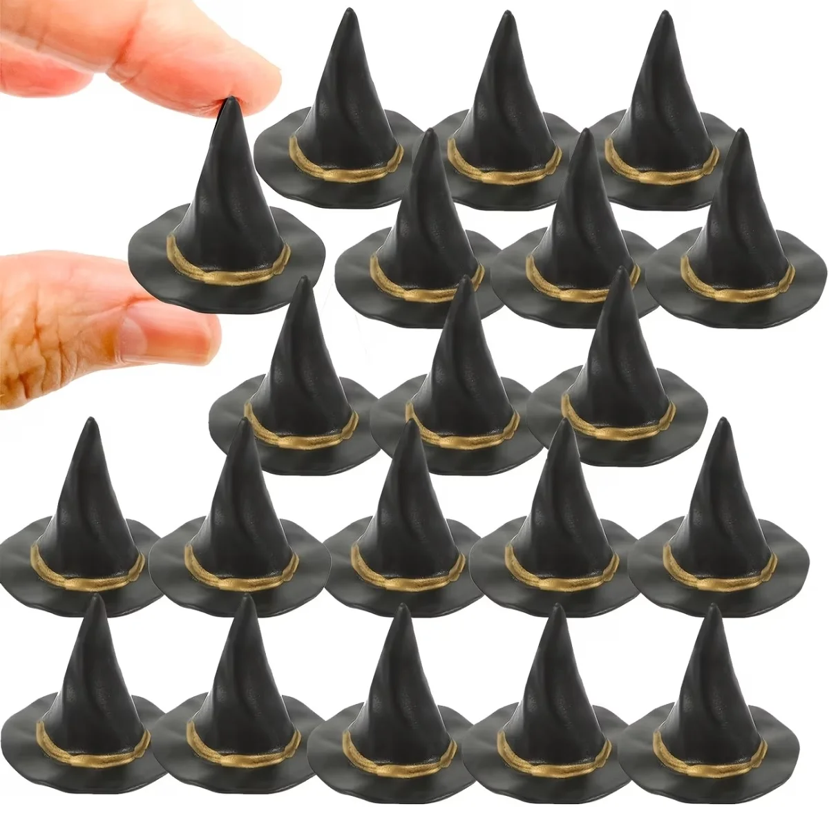 10Pcs Mini Witch & Wizard Hats, Tiny Pointed Plastic Hats for DIY Crafts, Terrariums, Dioramas, Wine Bottle Toppers, Fairy Garde