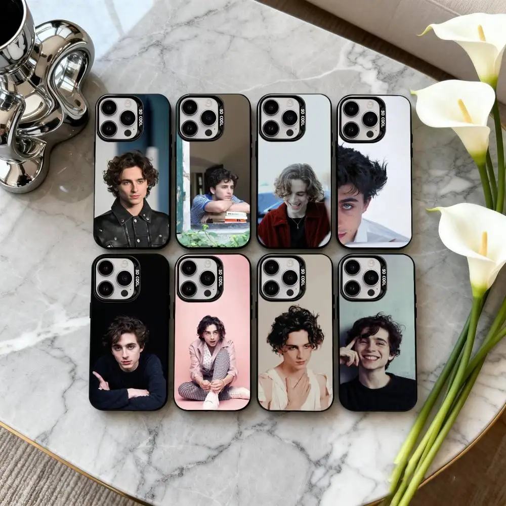 

T-Timothee C-ChalametS Phone Case For iPhone17,16,15,14,13,12,11 Plus,Pro Max Black Candy silver phone case