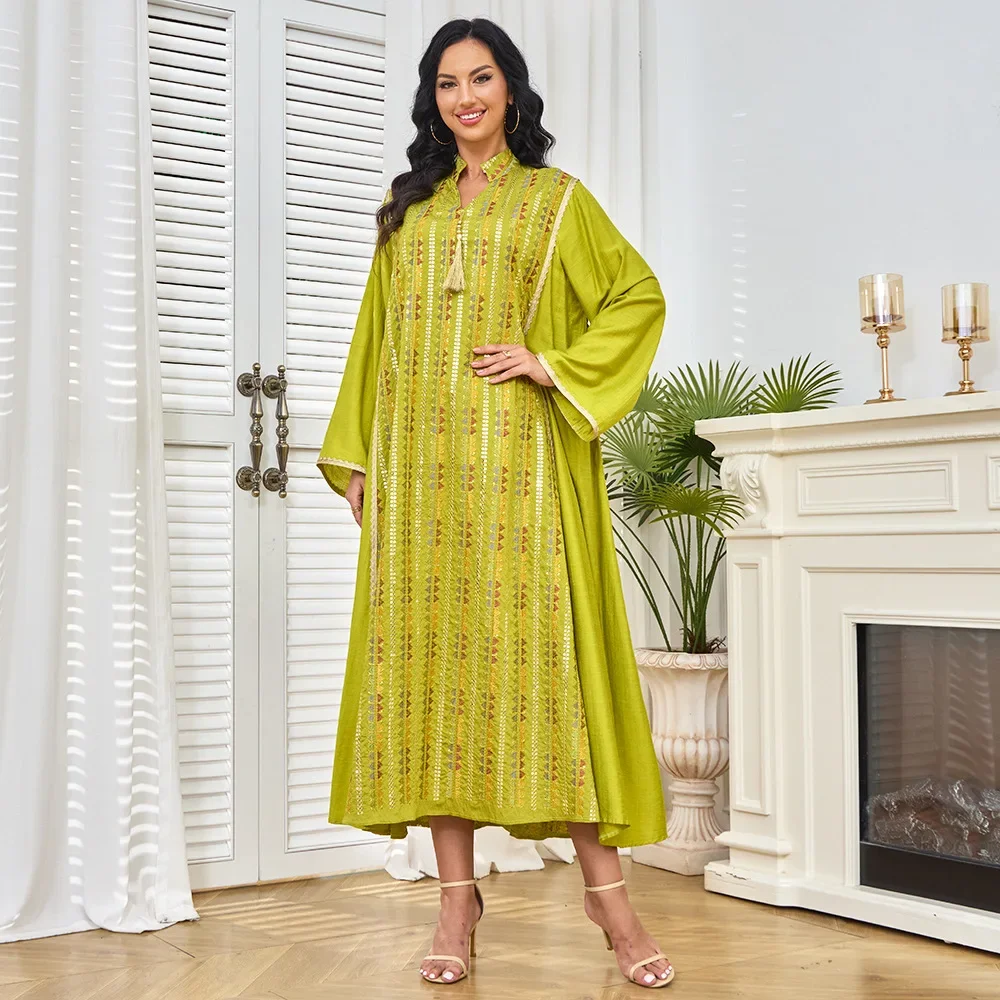 

In 2025, Middle Eastern Muslim Robes From Qatar. Elegant Women's Casual Sequined Dresses and Gowns From Saudi Arabia. S-XXL