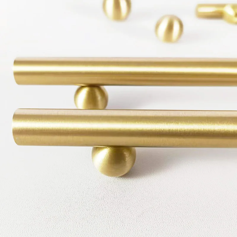 Solid Brass Furniture Handles Gold Cabinet Knobs Long Door Pull bars Kitchen Cloakroom Wardrobe Handle Furniture Hardware Modern