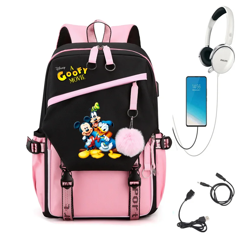 

A Goofy Movie Backpack for Girls Boys Teenager Children Rucksack Men Women Casual School Bags USB Charging Backpacks