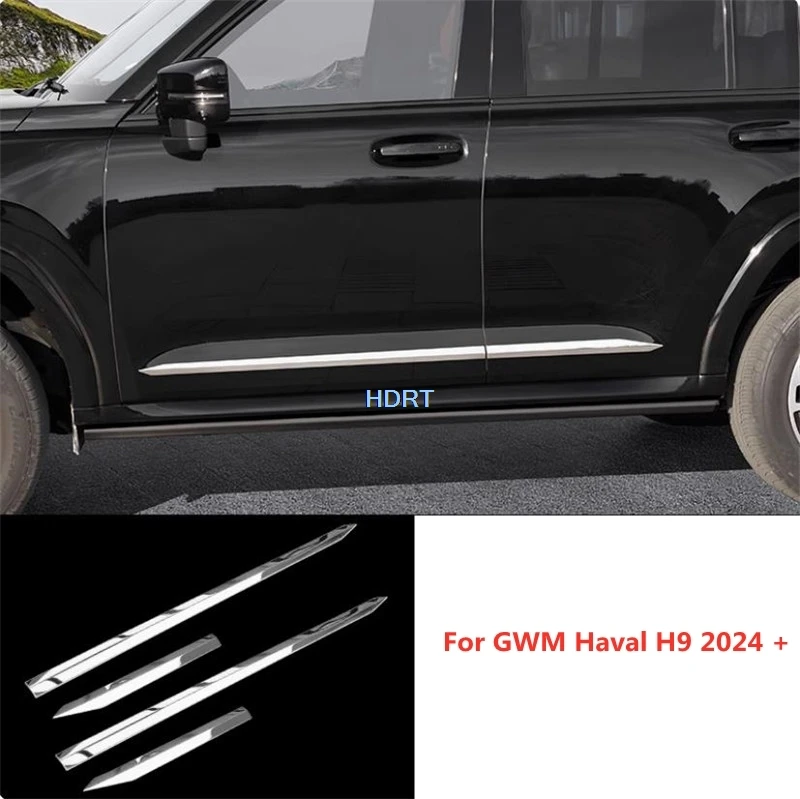 

For GWM Haval H9 2024 + Side Door Body Molding Skirt Edge Strip Trim Car Style Protector Decoration Accessories Exterior Sticker